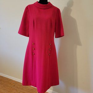 Vintage Edith Flagg Crimplene Hot Pink Dress